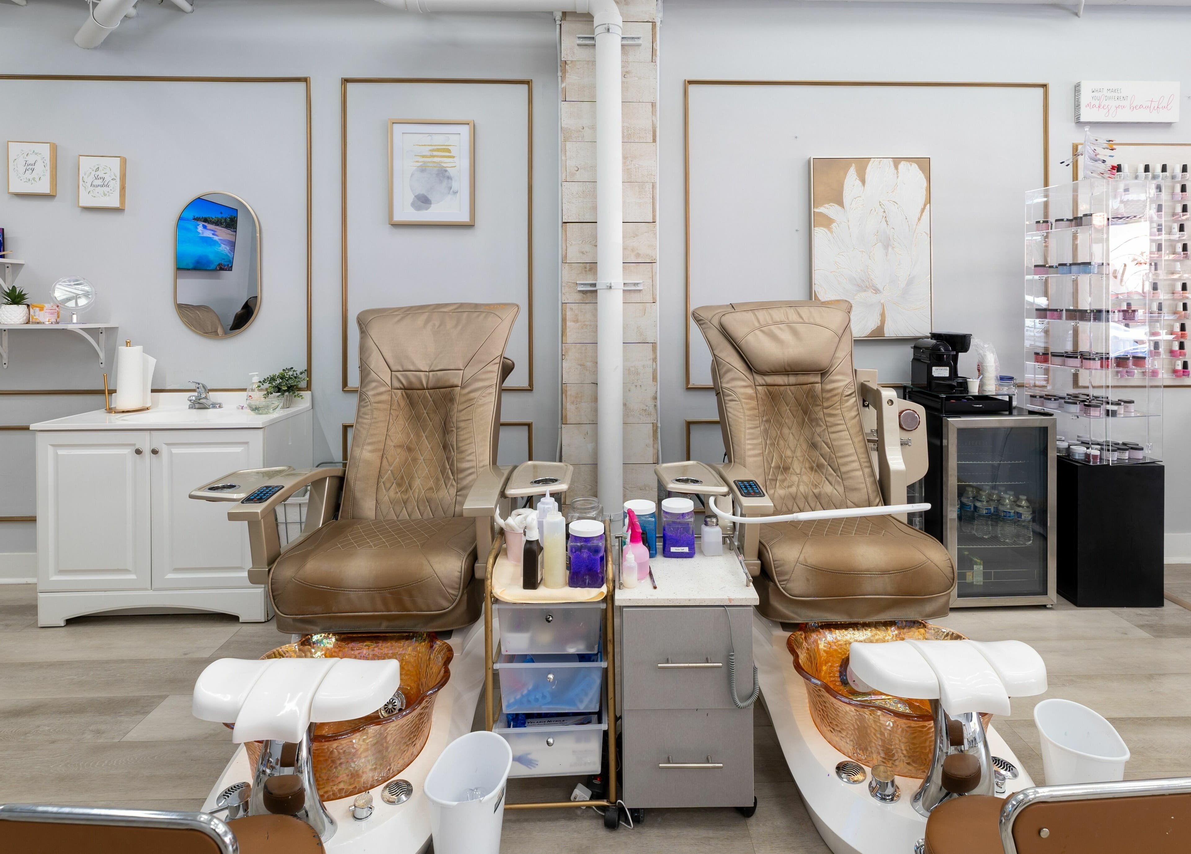 Luxurious pedicure chairs at Nail Nova Salon & Spa, Miami Lakes, Florida, US for ultimate relaxation.