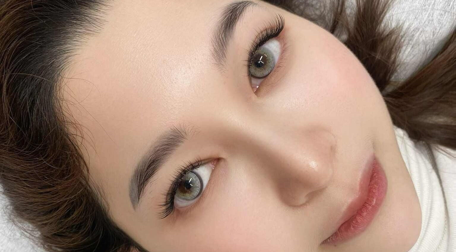 Close-up of eyelash extensions at CLB Calista Lash & Beauty, Haymarket, New South Wales, AU.