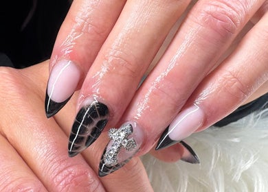 Stylish black stiletto nails at Beauty by Lily, Gosnells, Western Australia, AU.