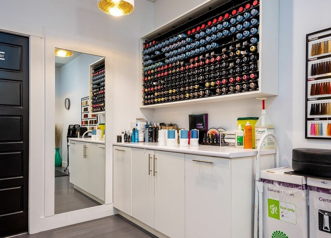 Vibrant hair color selection at Le Salon Dieppe, Dieppe, New Brunswick, CA, highlighting diverse styling options.