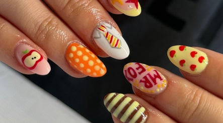 Colorful nail designs at BIAB BY FREYA in Nuneaton, England, GB, showcasing unique artistic styles.