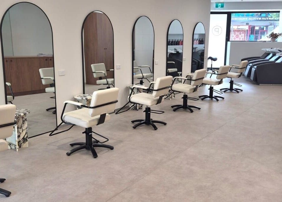 Elegant styling chairs and mirrors at Salon Lio, Crows Nest, New South Wales, AU.