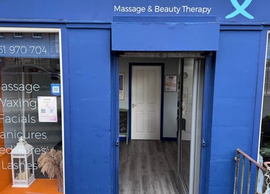Entrance of K G Beauty - Located within Enliven, Edinburgh, Scotland, GB, showcasing massage and beauty services.