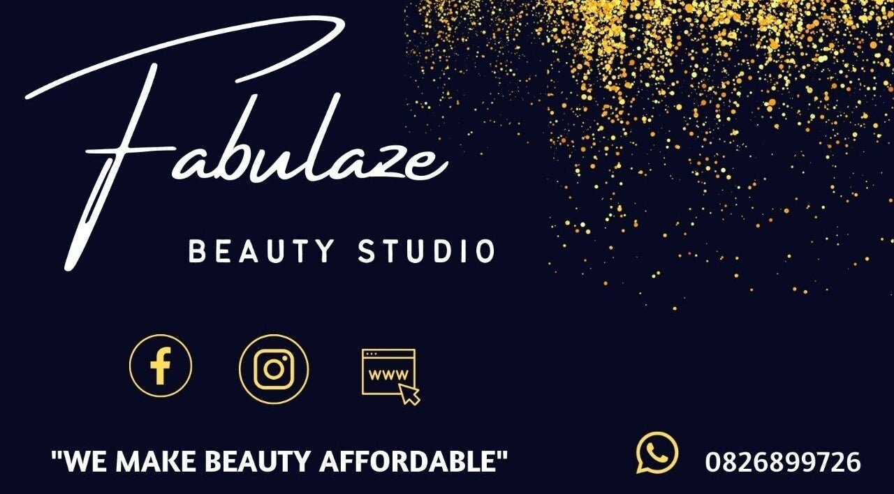 Fabulaze Beauty Studio logo with gold sparkles in Cape Town, Western Cape, ZA.