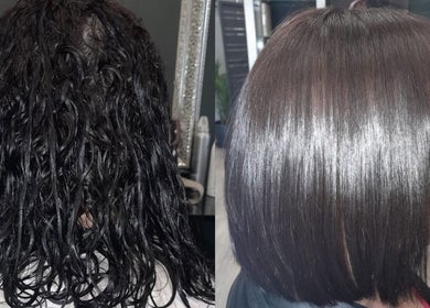 Before and after hair transformation at Fabulaze Beauty Studio, Cape Town, Western Cape, ZA.