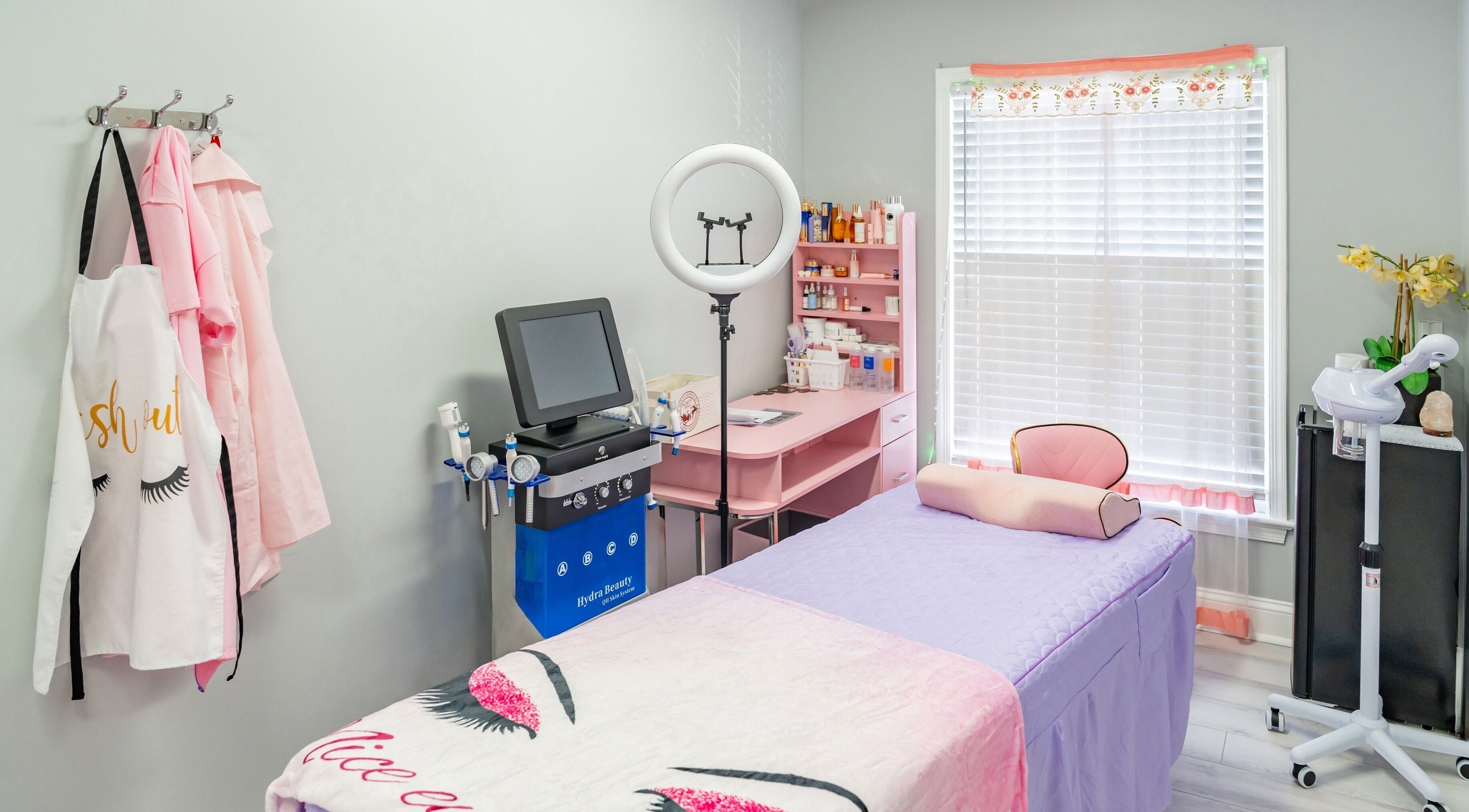 Cozy treatment room at Lash and Spa ByNeda, Vienna, VA, US, featuring a relaxing bed and professional equipment.