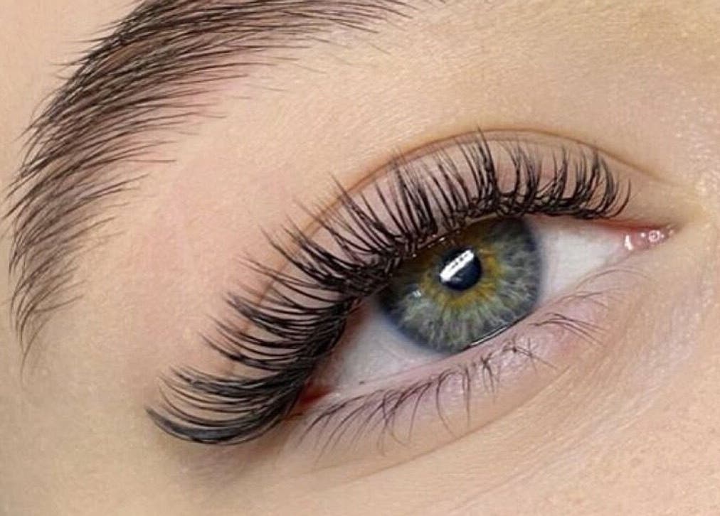 Close-up of elegant eyelash extensions at Lash and Spa ByNeda, Vienna, VA, US to enhance natural beauty.