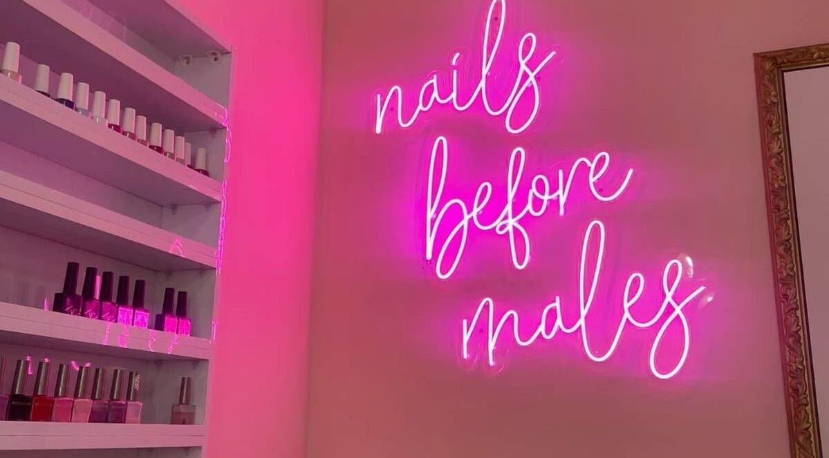Nisreenailss neon sign with nail polish display, Jabal Lubnan, LB.