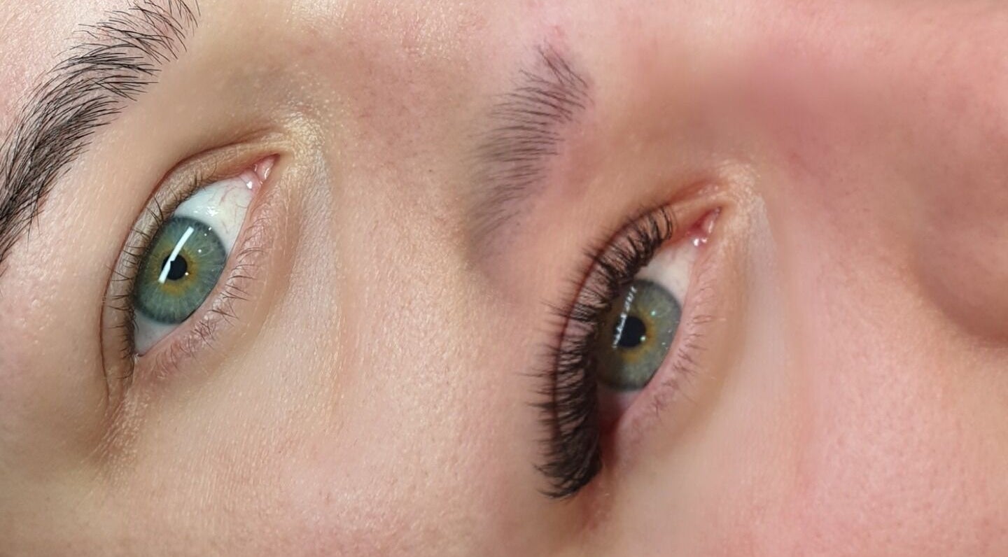 Close-up of expertly applied eyelash extensions at Salon@735, Pretoria, Gauteng, ZA.