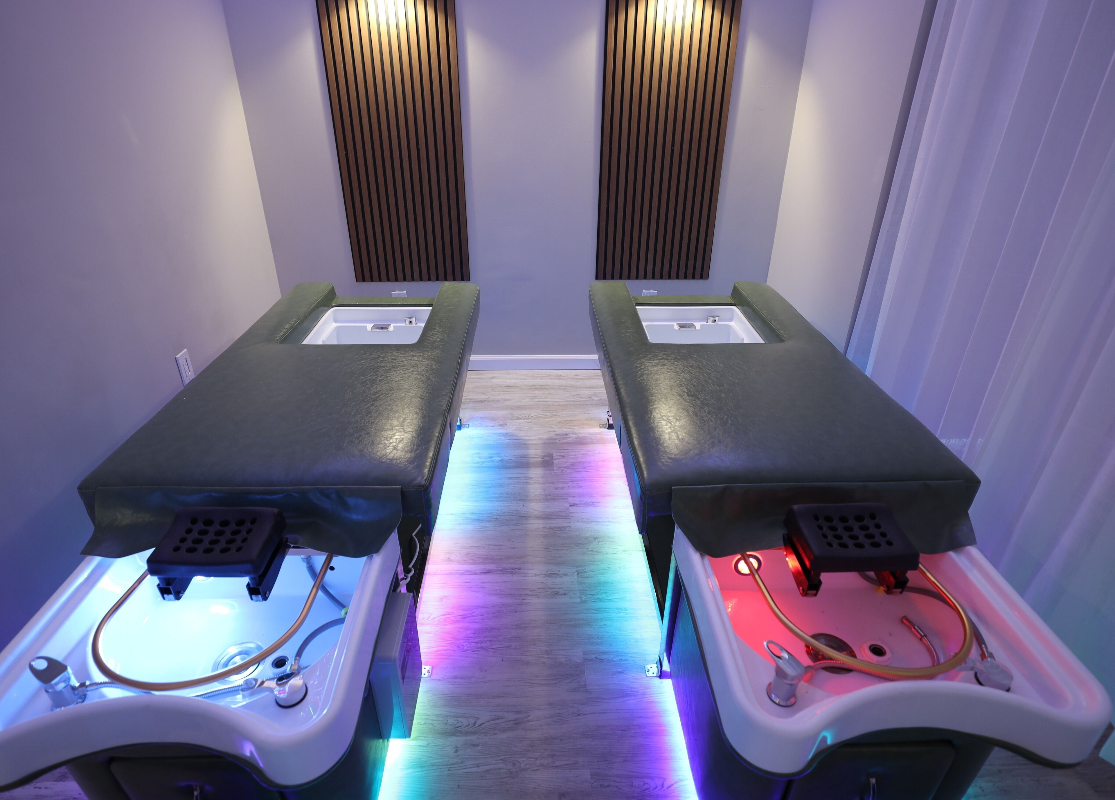 Relaxing spa beds at Above the Shoulders Below the Knees SPA in Marietta, Georgia, US offer comfort and tranquility.