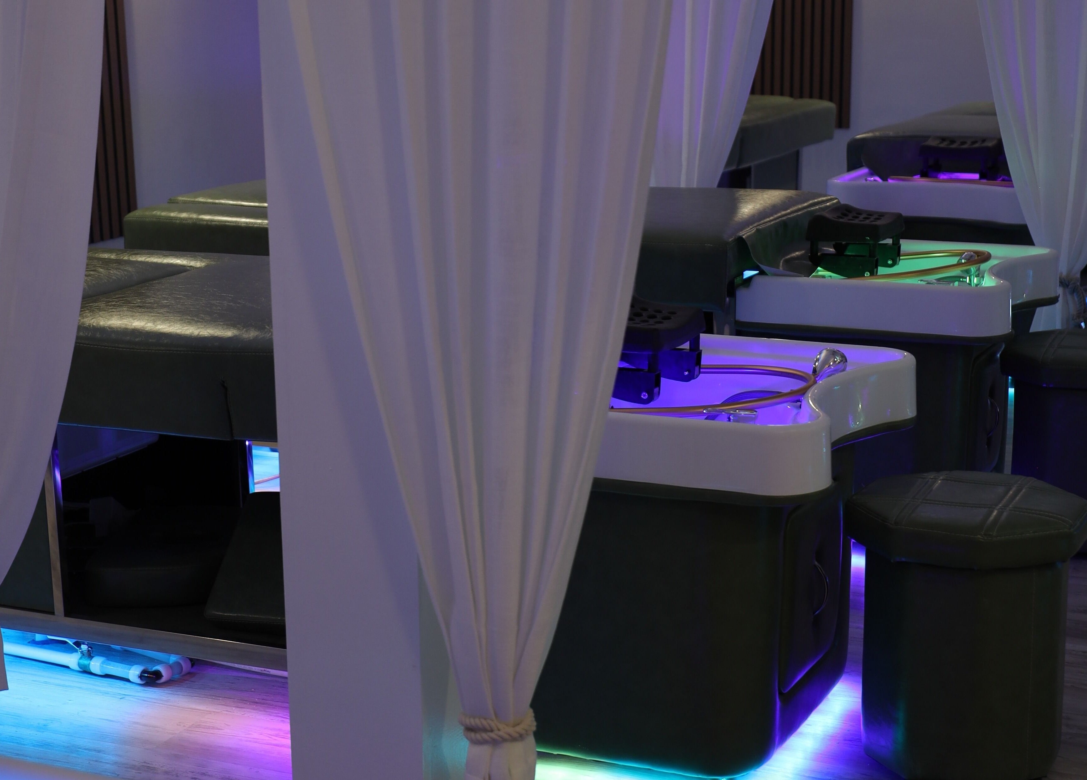 Luxurious spa treatment space at Above the Shoulders Below the Knees SPA, Marietta, Georgia, US.