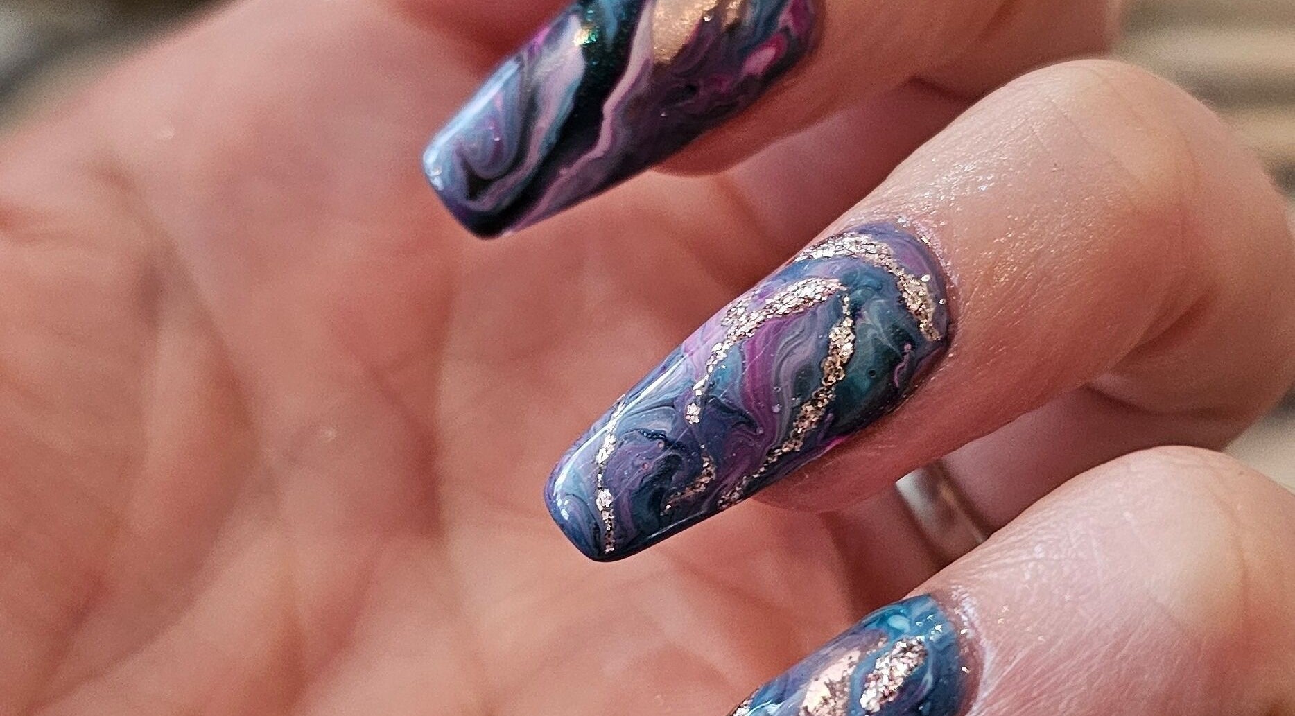 Colorful nail art with abstract design at Groom Aesthetics, Cape Town, Western Cape, ZA.