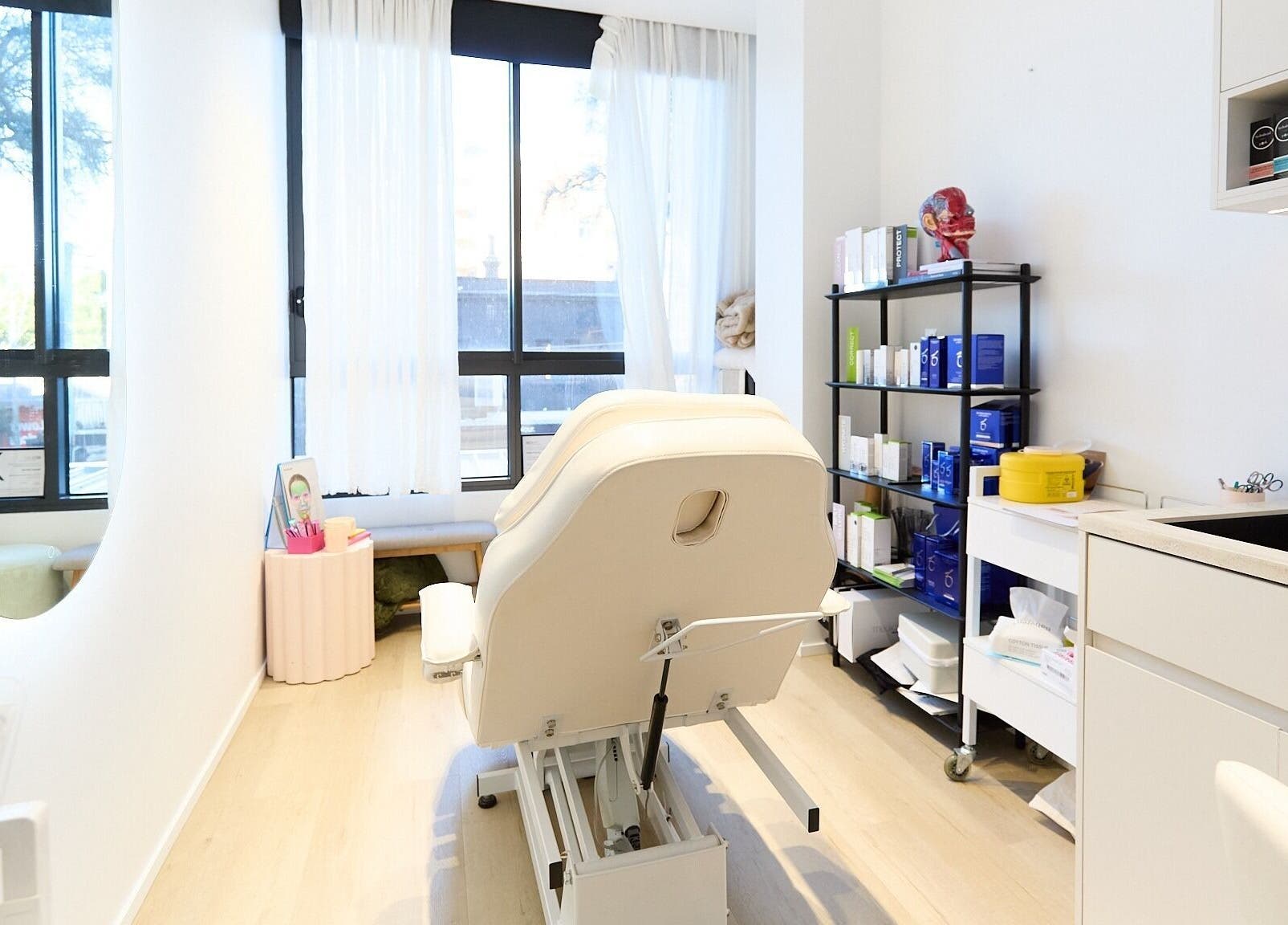 Cosy treatment room at Cosmetics By Nurse Blake, Bondi Junction, New South Wales, AU. Features a plush reclining chair.