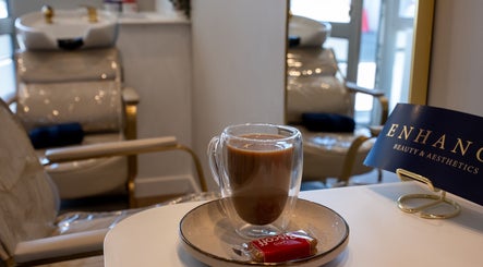 Relaxing coffee moment at Enhance Taunton, elegant setup in Taunton, England, GB.