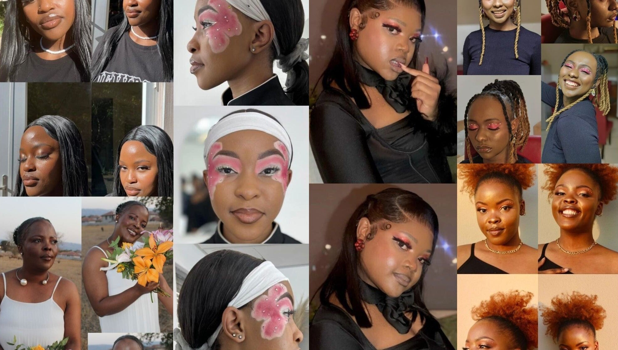 Collage of diverse beauty looks at Lana Takes Care, Pretoria, Gauteng, ZA showcasing radiant faces.