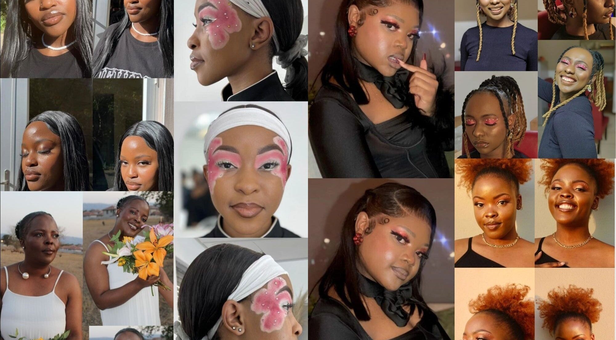 Collage of diverse beauty looks at Lana Takes Care, Pretoria, Gauteng, ZA showcasing radiant faces.