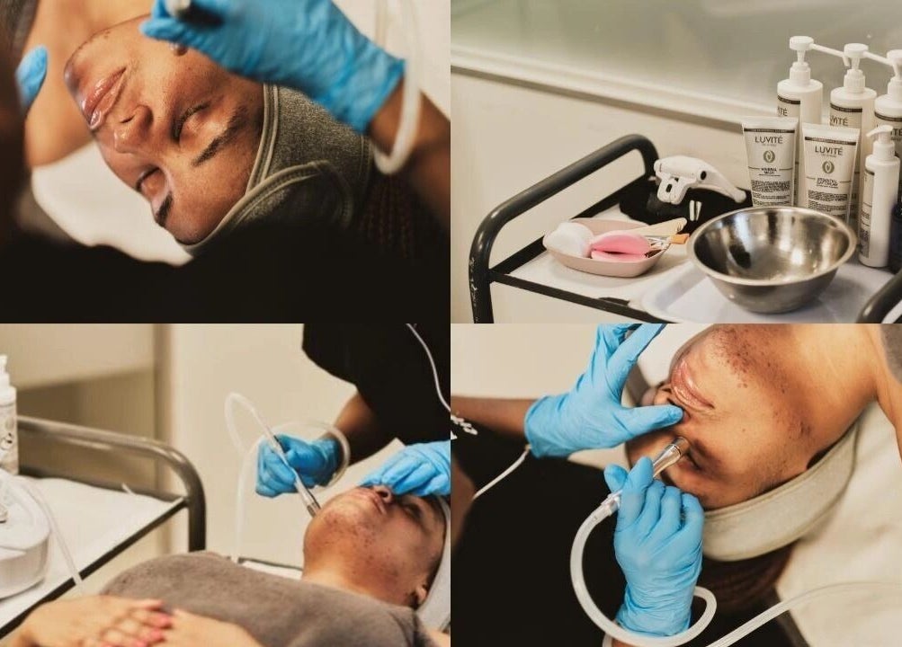 Client receiving facial treatment at Lana Takes Care, Pretoria, Gauteng, ZA, with professional skincare products.