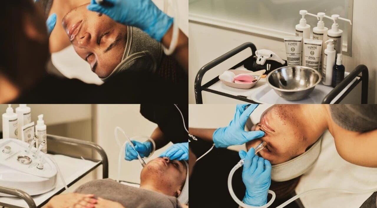 Client receiving facial treatment at Lana Takes Care, Pretoria, Gauteng, ZA, with professional skincare products.