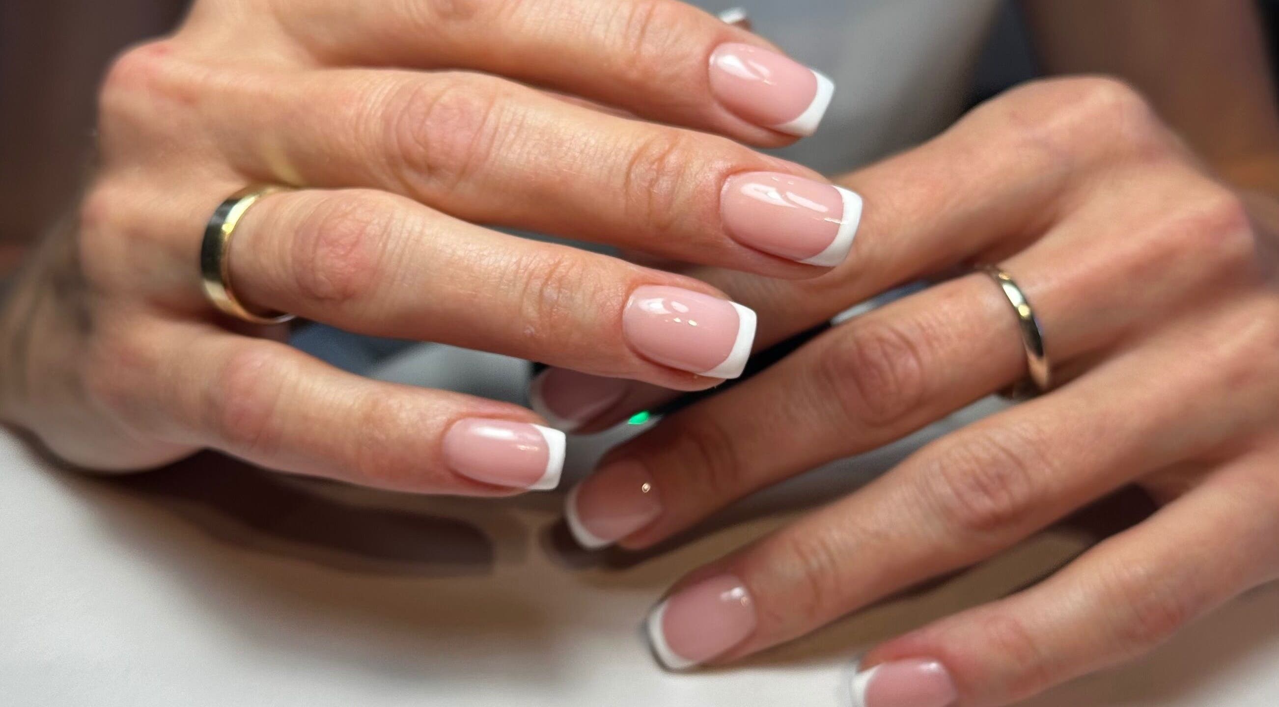 French manicure at NatTal Beauty, Worcester, England, GB, showcasing classic white-tipped nails.