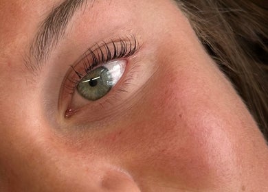 Close-up of beautifully curled lashes at AC Lashes in Chandler's Ford, England, GB.