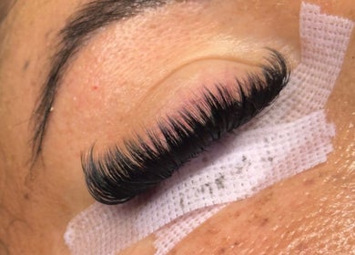 Close-up of eyelash extensions at AC Lashes, Chandler's Ford, England, GB.