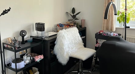 Glowing lash station at AC Lashes, Chandler's Ford, England, GB, showcasing a sleek setup for beauty treatments.