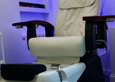 Comfortable pedicure chair at HASO London in London, England, GB, offering premium beauty services.