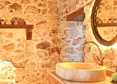 Elegant stone and wood wash area in Payam Spa & Wellness, Antalya, Antalya, TR offering serene ambiance.