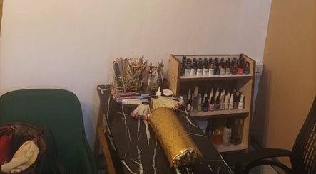 Nail care station at Cosmecca Beauty and Spa, Port Louis, Port Louis District, MU with tools and polish display.