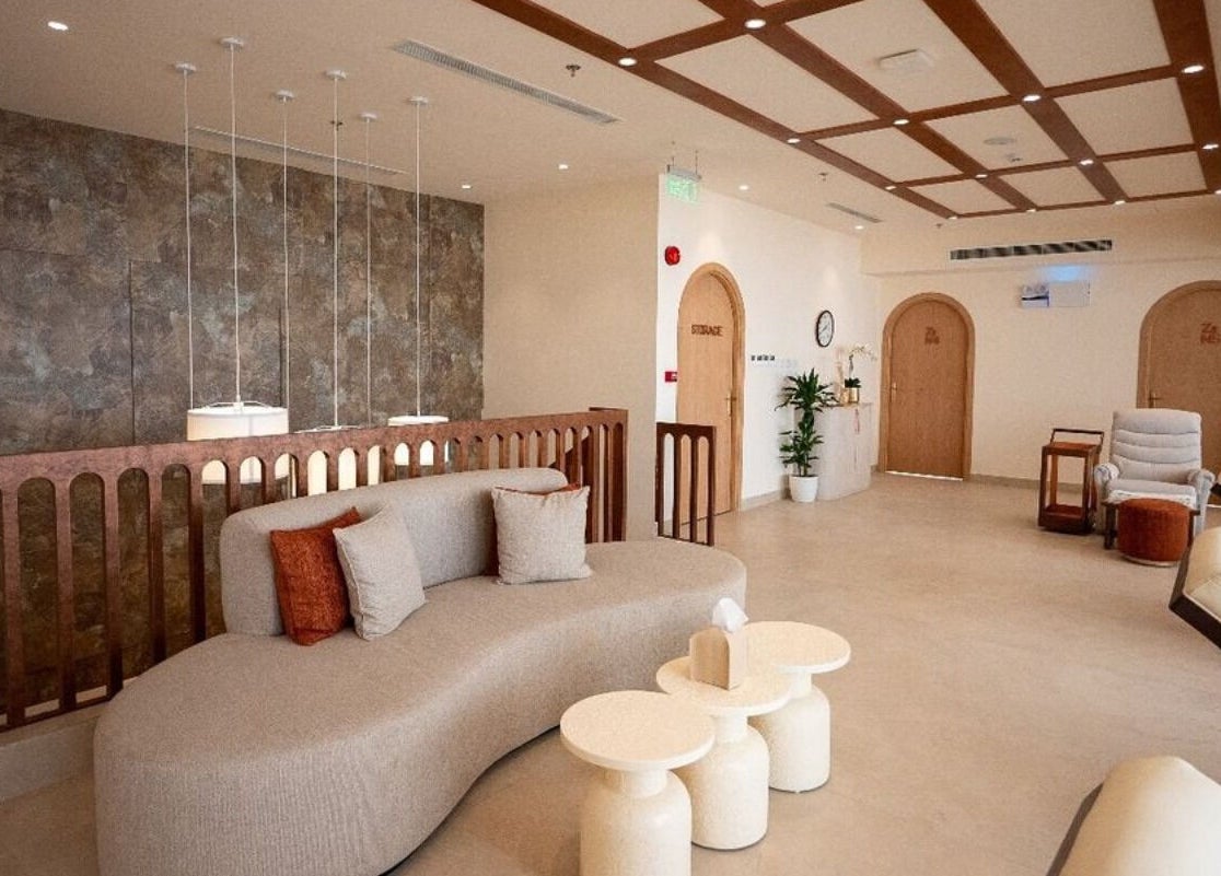 Elegant lounge area of Zen Spa I زن سبا in Riyadh, Riyadh Province, SA, featuring cozy seating and ambient lighting.