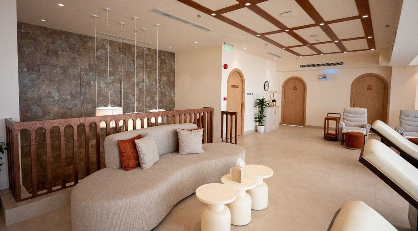 Elegant lounge area of Zen Spa I زن سبا in Riyadh, Riyadh Province, SA, featuring cozy seating and ambient lighting.