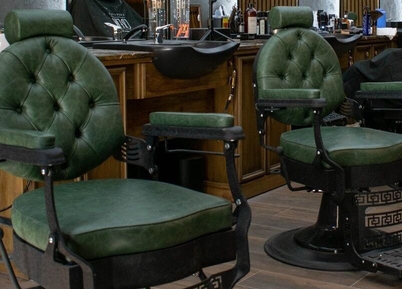 Stylish vintage barber chairs at il-Mustaċċun Barber in Ħal Lija, MT.
