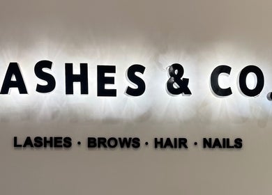 Lashes&Co. sign displaying lashes, brows, hair, nails services in الرياض, منطقة الرياض, SA.