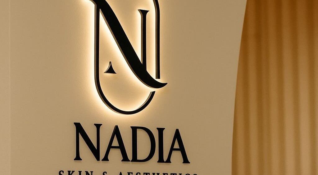 Illuminated logo of Nadia Skin And Aesthetics in Stoke-on-Trent, England, GB.
