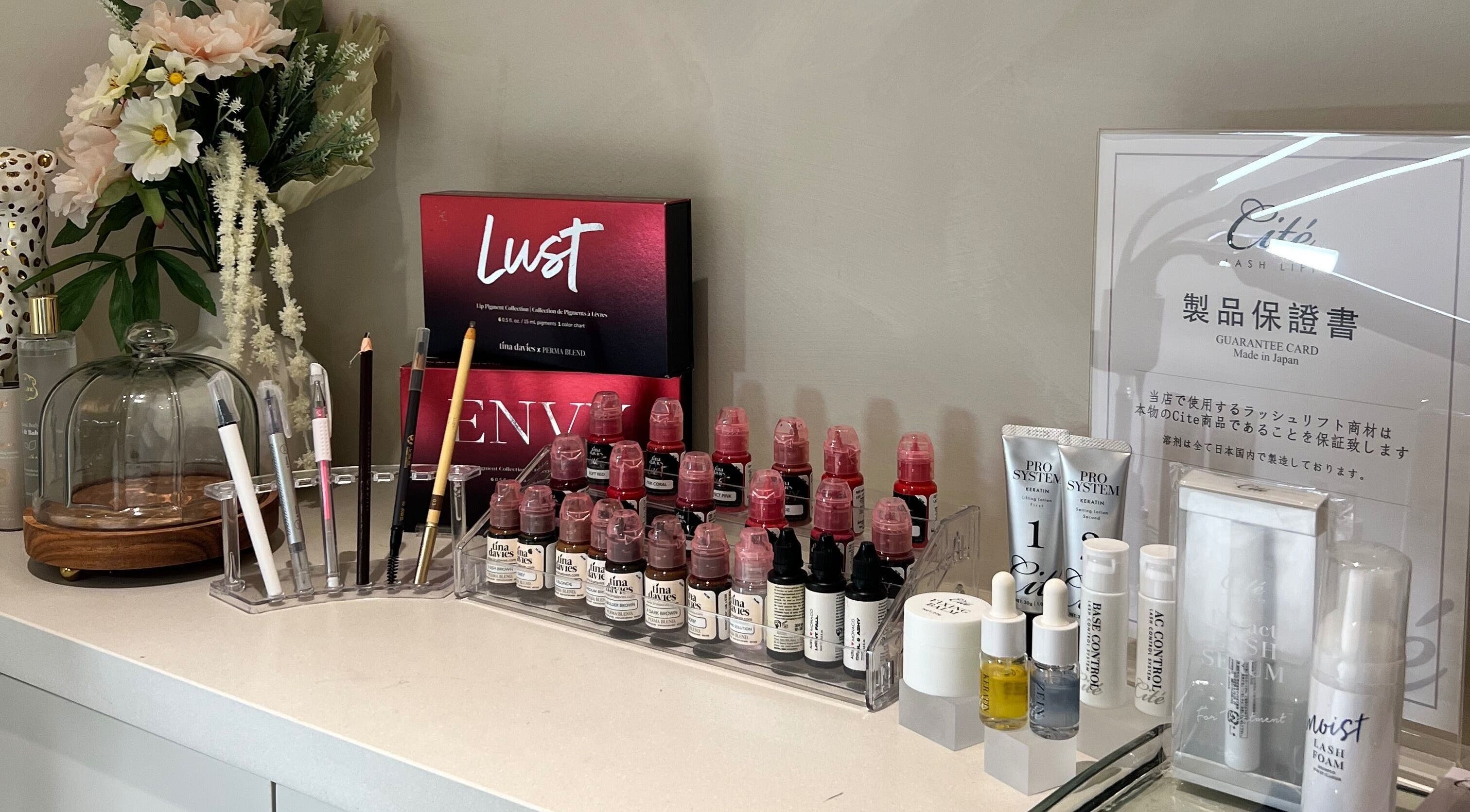 Luna Beauty Studio - The Clinica in Richmond Hill, Ontario, CA displays a range of beauty products and tools.