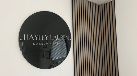 Elegant makeup and beauty sign at Hayley Lauren Makeup & Beauty, Featherstone, England, GB.