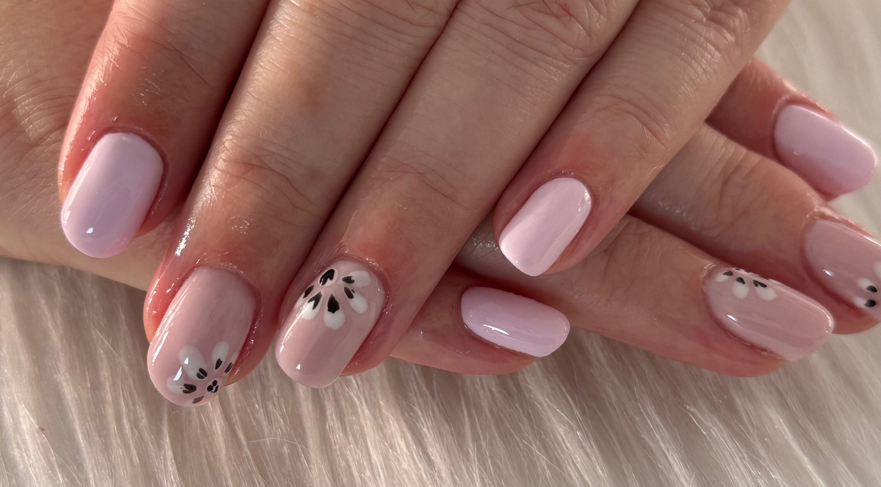 Elegant nail art with floral design at Creative Touch by RK, Tauranga, Bay of Plenty, NZ.