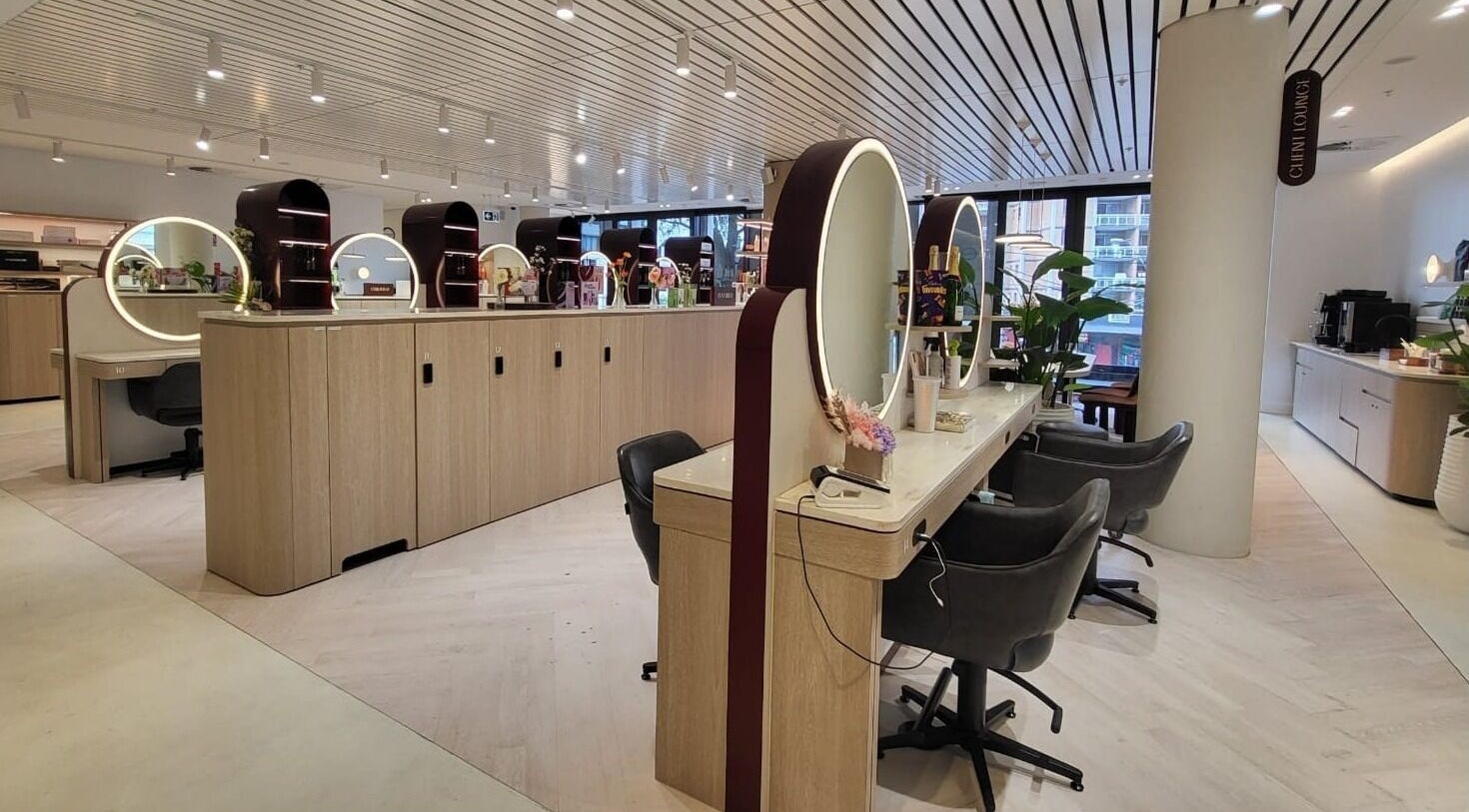 Contemporary styling stations at Jazz Man Hair Gallery, Bondi Junction, New South Wales, AU.