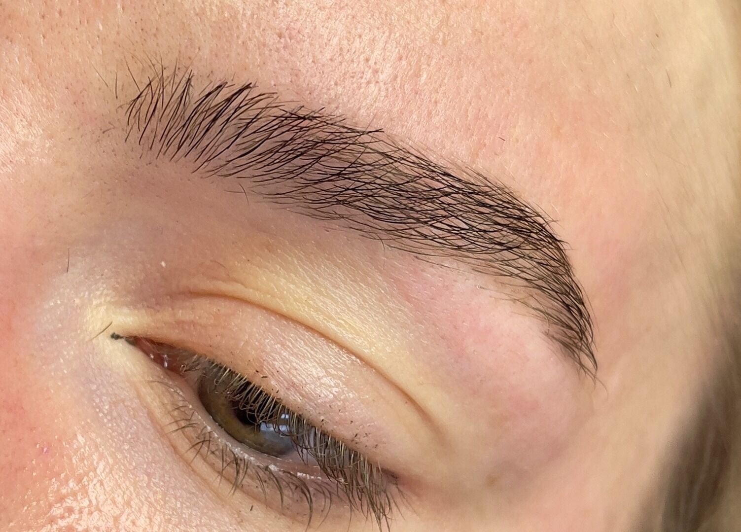 Close-up of a perfectly shaped eyebrow at All You Eyebrows, Dublin, County Dublin, IE.