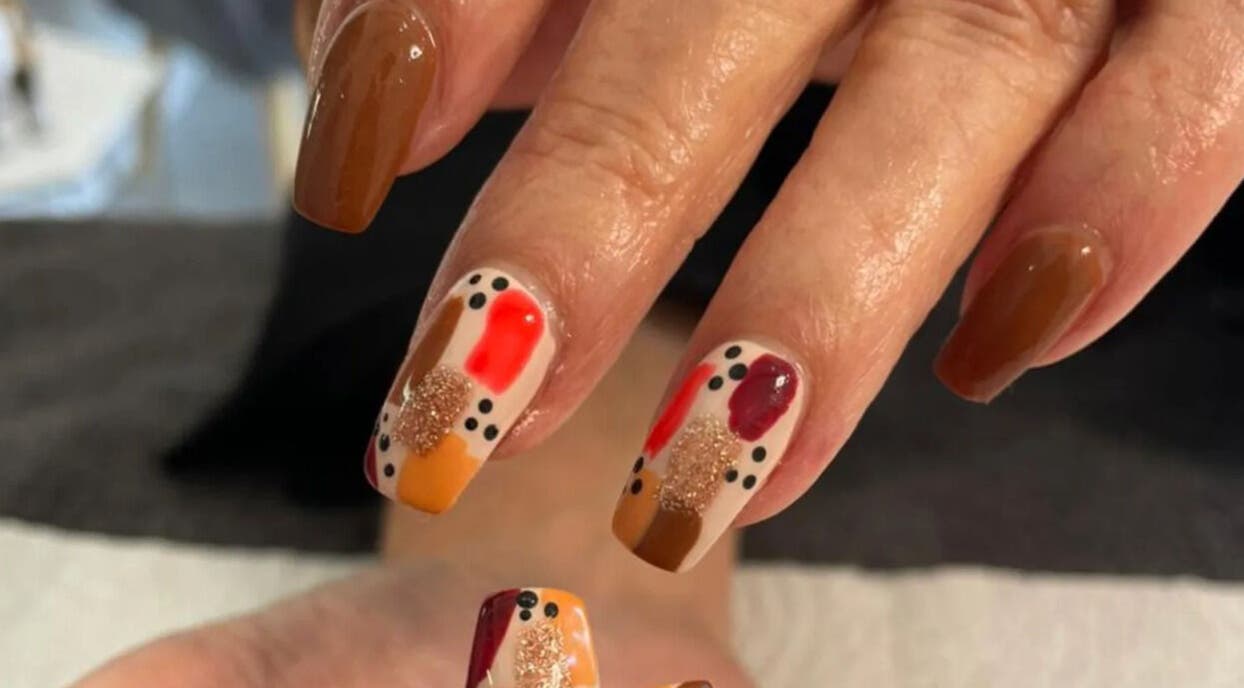 Autumn-themed nail art at Classic Nail & Lash Studio, Cape Town, Western Cape, ZA.