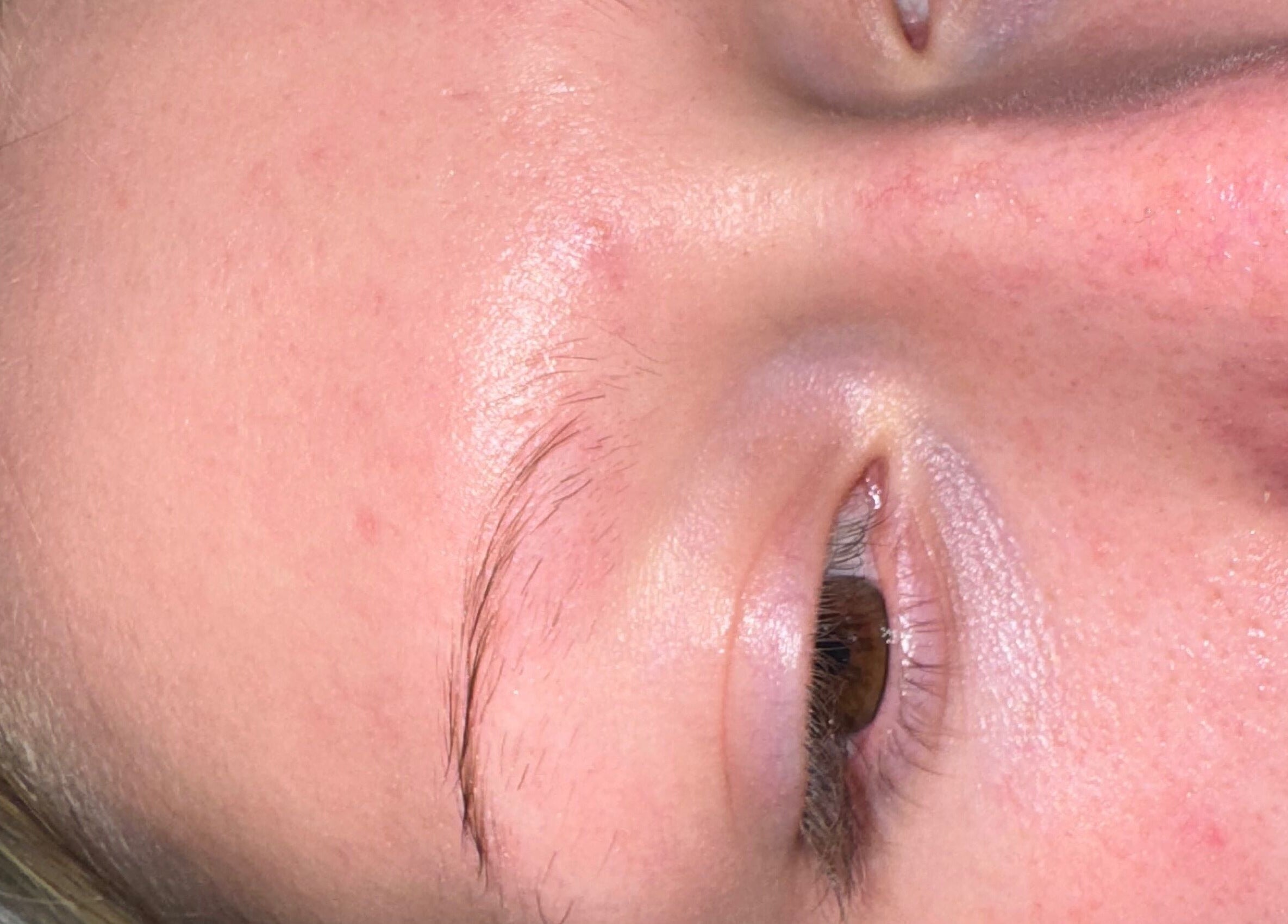 Close-up of a person's eyebrow and skin at Your Nail Tech Anna Jones, Middle Rasen, England, GB.