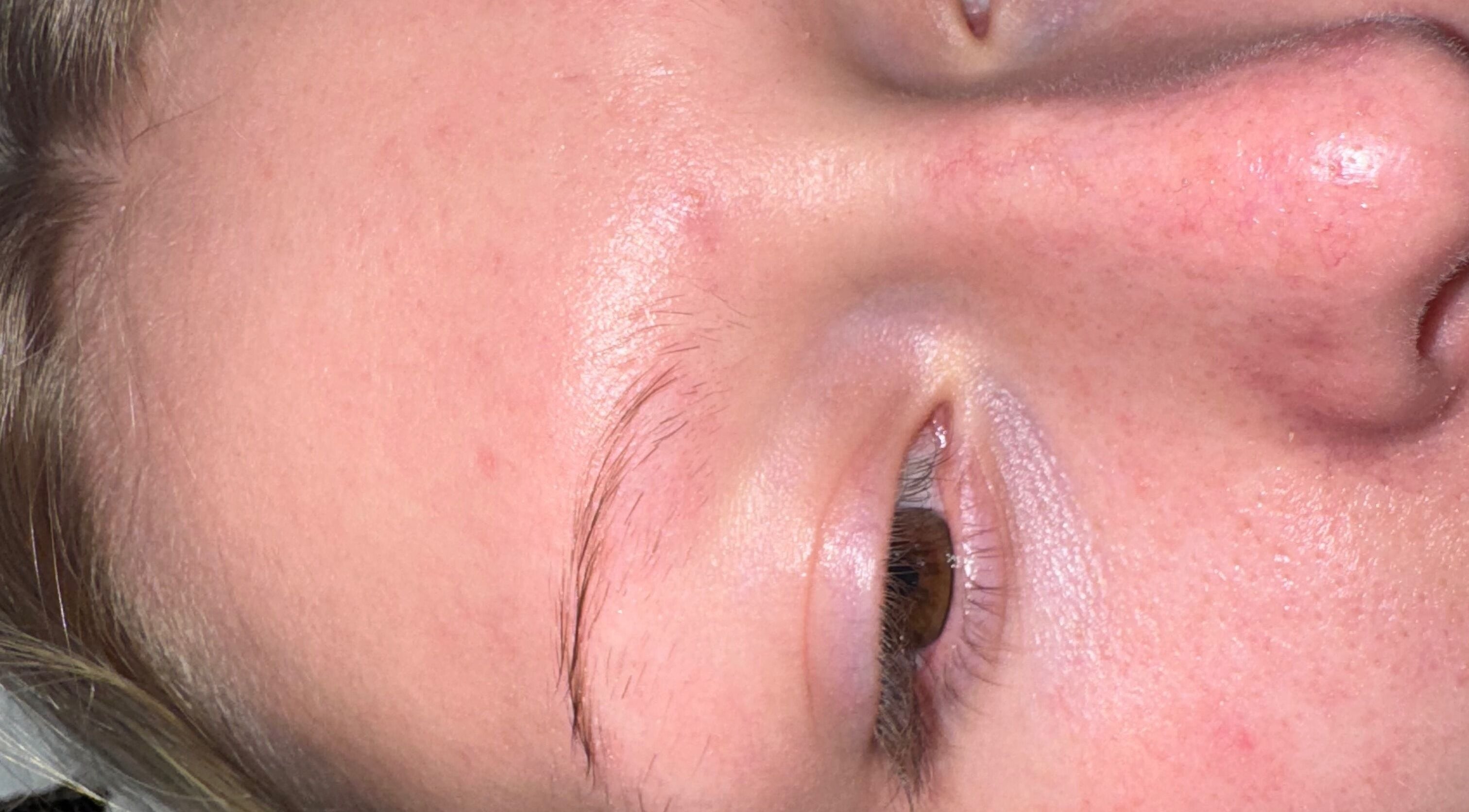 Close-up of a person's eyebrow and skin at Your Nail Tech Anna Jones, Middle Rasen, England, GB.