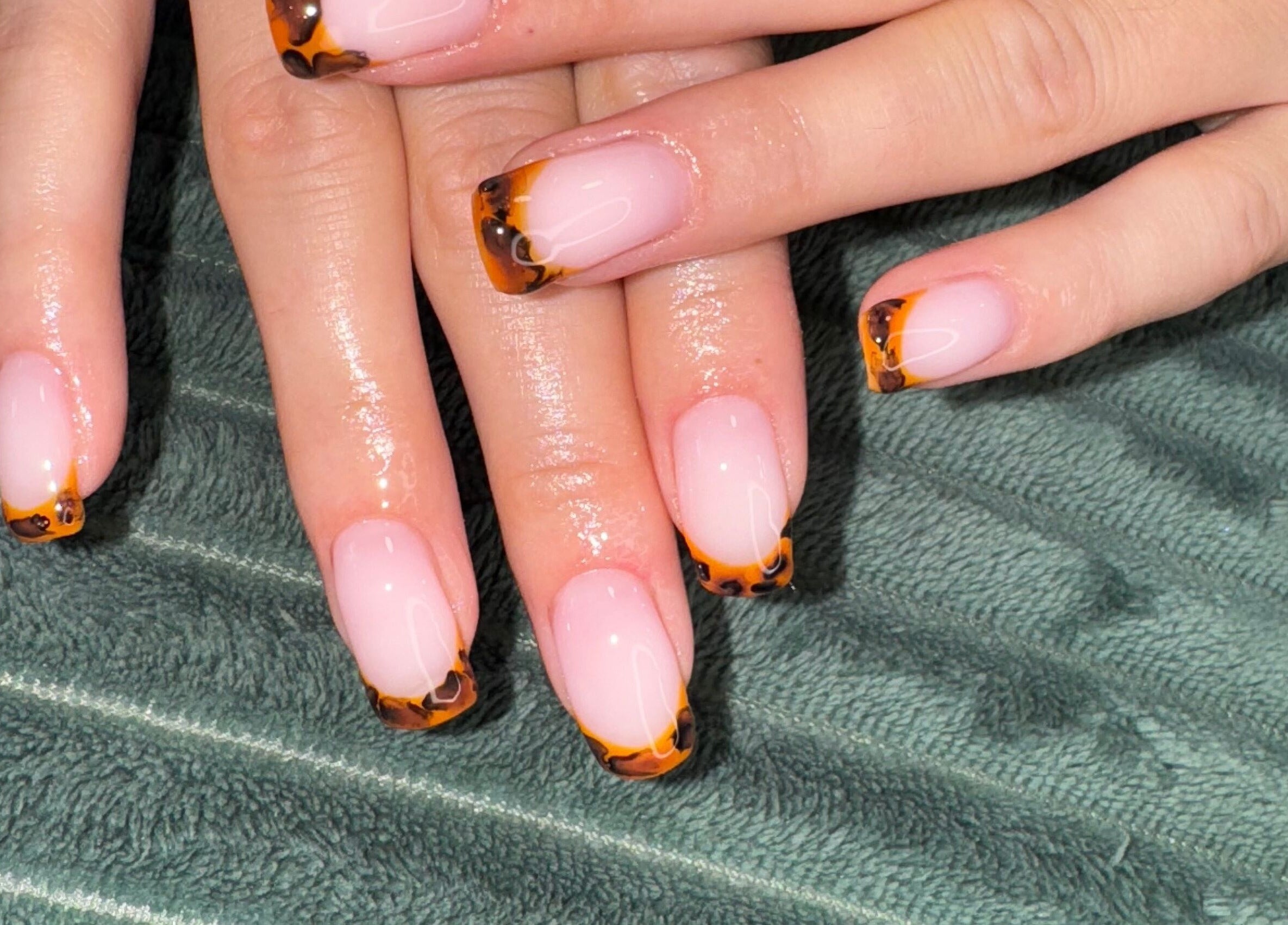 Stylish nails with orange tips by Your Nail Tech Anna Jones in Middle Rasen, England, GB.