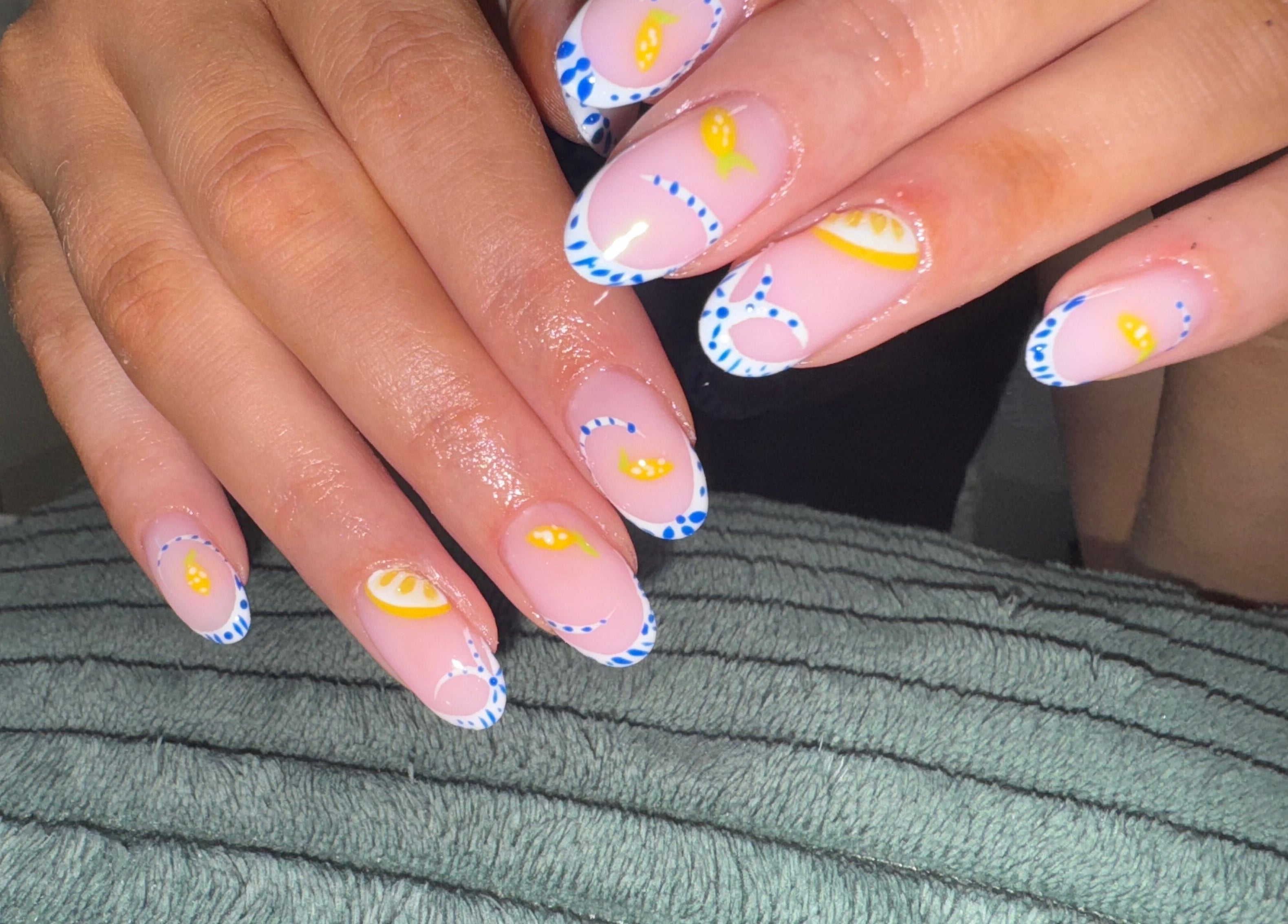Bright citrus-themed nail art by Your Nail Tech Anna Jones in Middle Rasen, England, GB. Creative and colorful design.