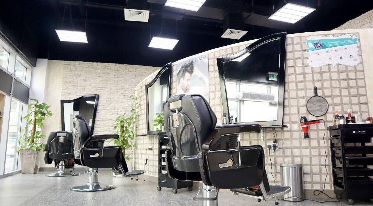 Modern salon interior with styling chairs at Sumr Gents Saloon, Dubai, Dubai, AE.