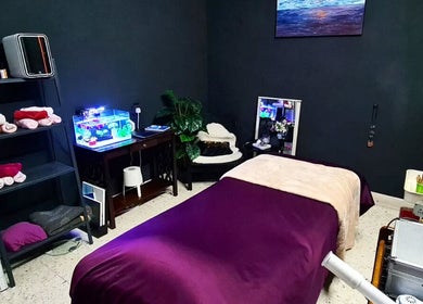 Luxsyr Spa therapy room with cozy bed setup in Johor Bahru, Johor, MY.
