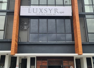 Luxsyr Spa entrance showcasing modern facade in Johor Bahru, Johor, MY, inviting relaxation and wellness.