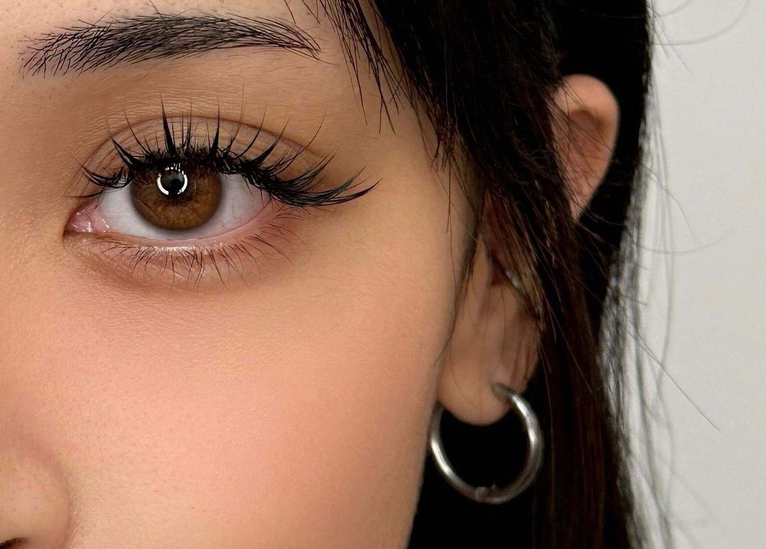 Close-up of beautifully styled lashes at Blinkwzoe, Burnaby, British Columbia, CA.