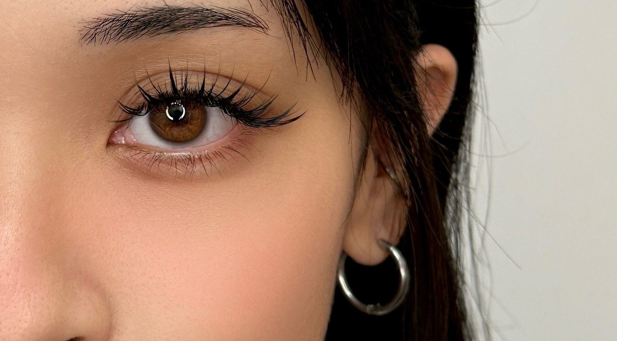 Close-up of beautifully styled lashes at Blinkwzoe, Burnaby, British Columbia, CA.
