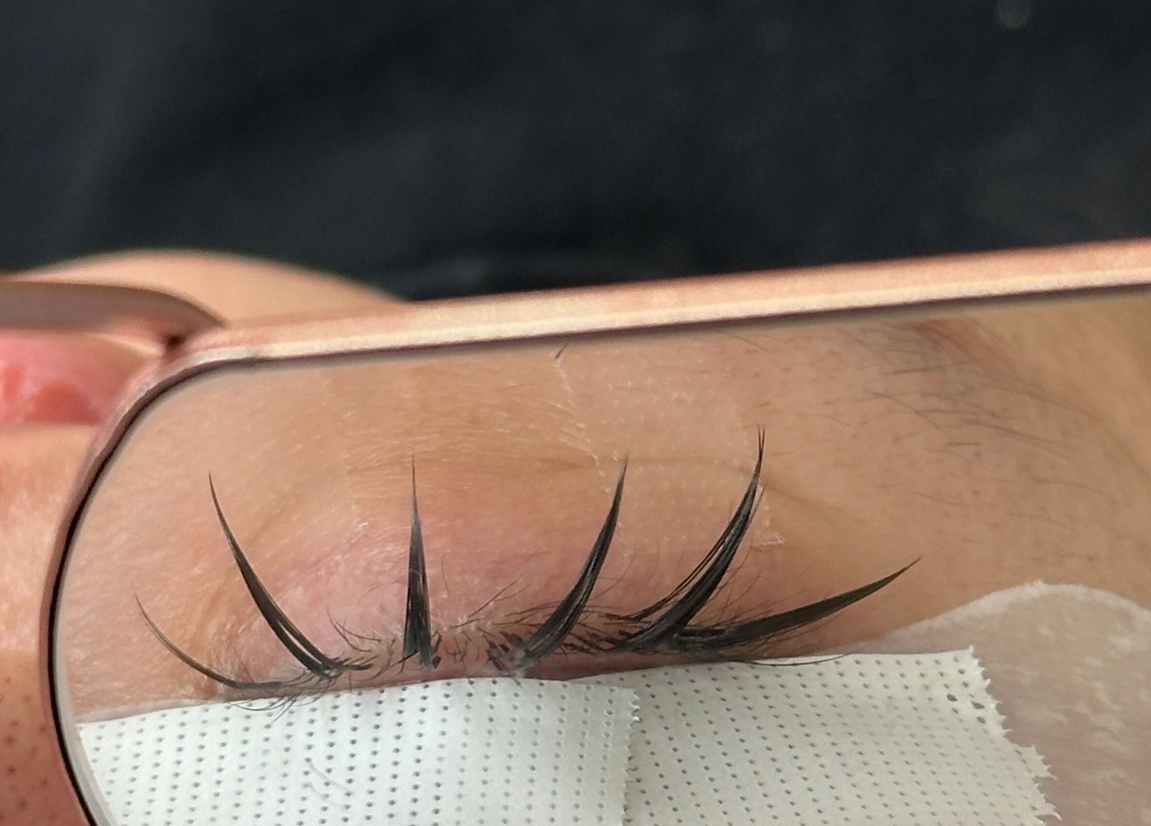 Close-up of eyelash extensions at Blinkwzoe, Burnaby, British Columbia, CA, showcasing precision beauty work.